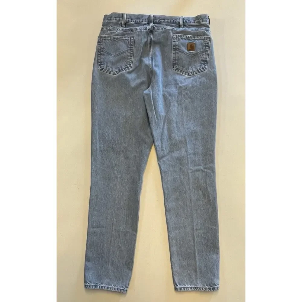 Men Carhartt B18 STW Light Wash Denim Blue Jeans 38 x 36 (Fit: 37 x 35) Straight